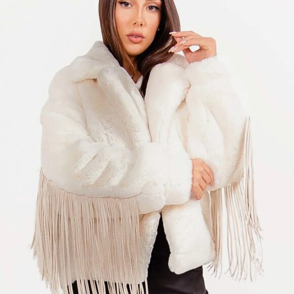 Sixth June Paris - Faux fur fringe jacket off white - M - Picture 7 of 9